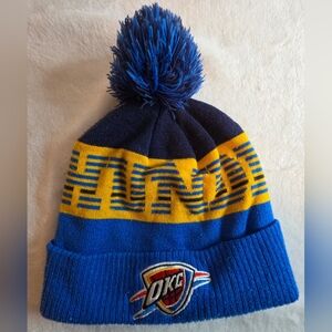 NBA Oklahoma City Thunder Kids Pom Beanie in Blue, Navy and Yellow